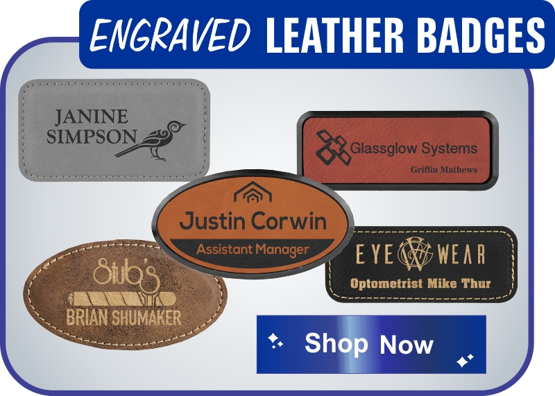 engraved leather name badges